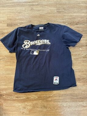 Majestic Brewers Navy Short-Sleeve Crewneck Tee